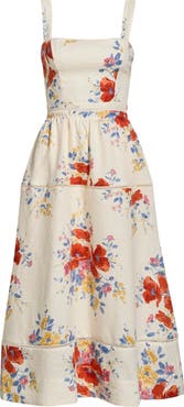 Reformation Everett Floral Print Linen Dress