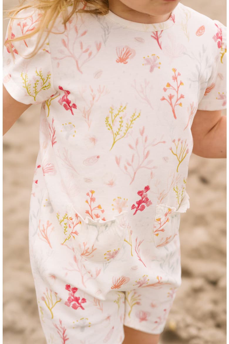 Kids' Melody Print Puff Sleeve Organic Cotton Romper, Alternate, color, SEA BLOOM