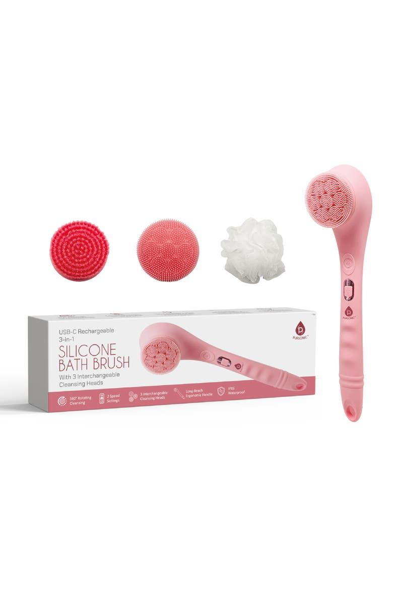 Waterproof Silicone Bath Brush, Alternate, color, Pink