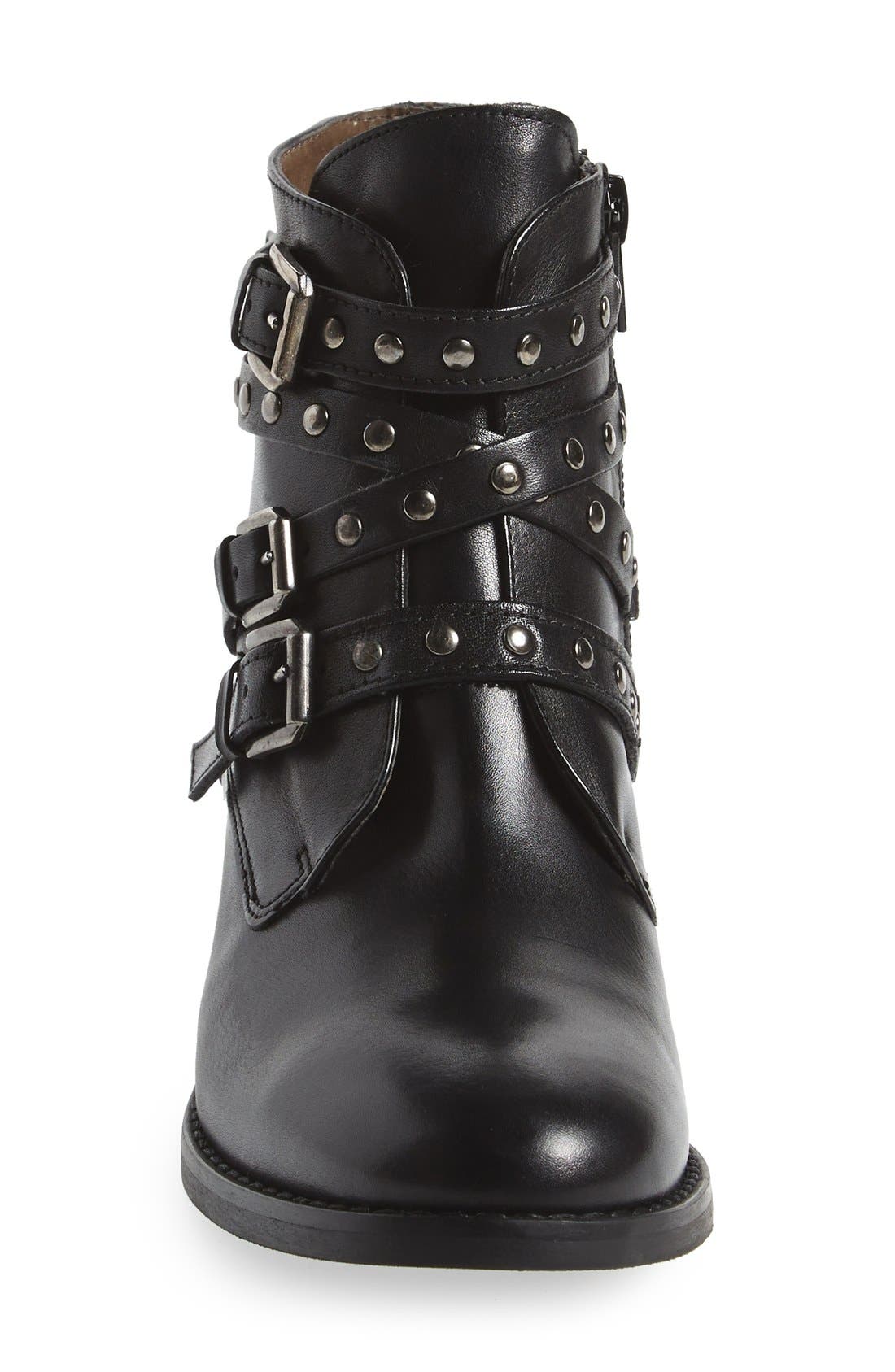 'Mod' Moto Bootie, Alternate, color, BLACK LEATHER