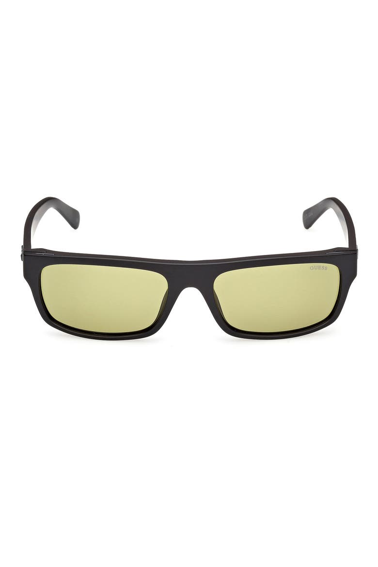 Rectangular Sunglasses, Main, color, MATTE BLACK / GREEN