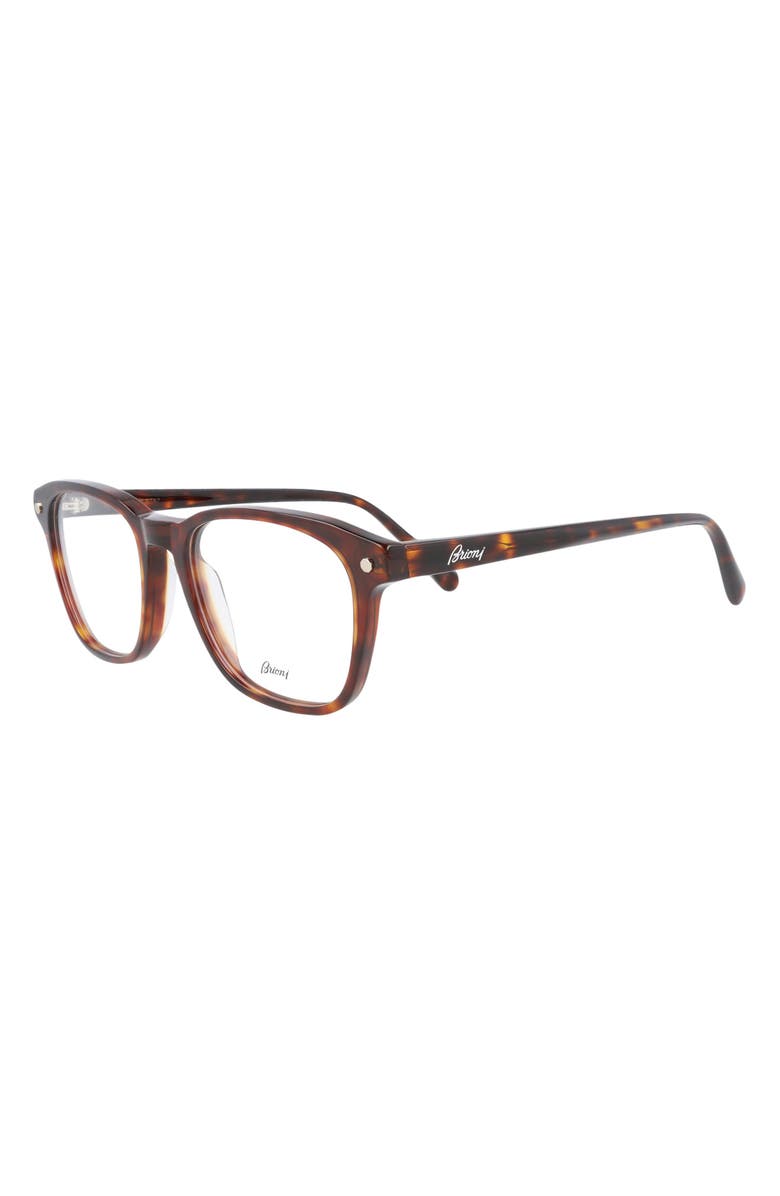 Brioni Fashion 51mm Square Optical Glasses, Alternate, color, Havana Havana Transparent