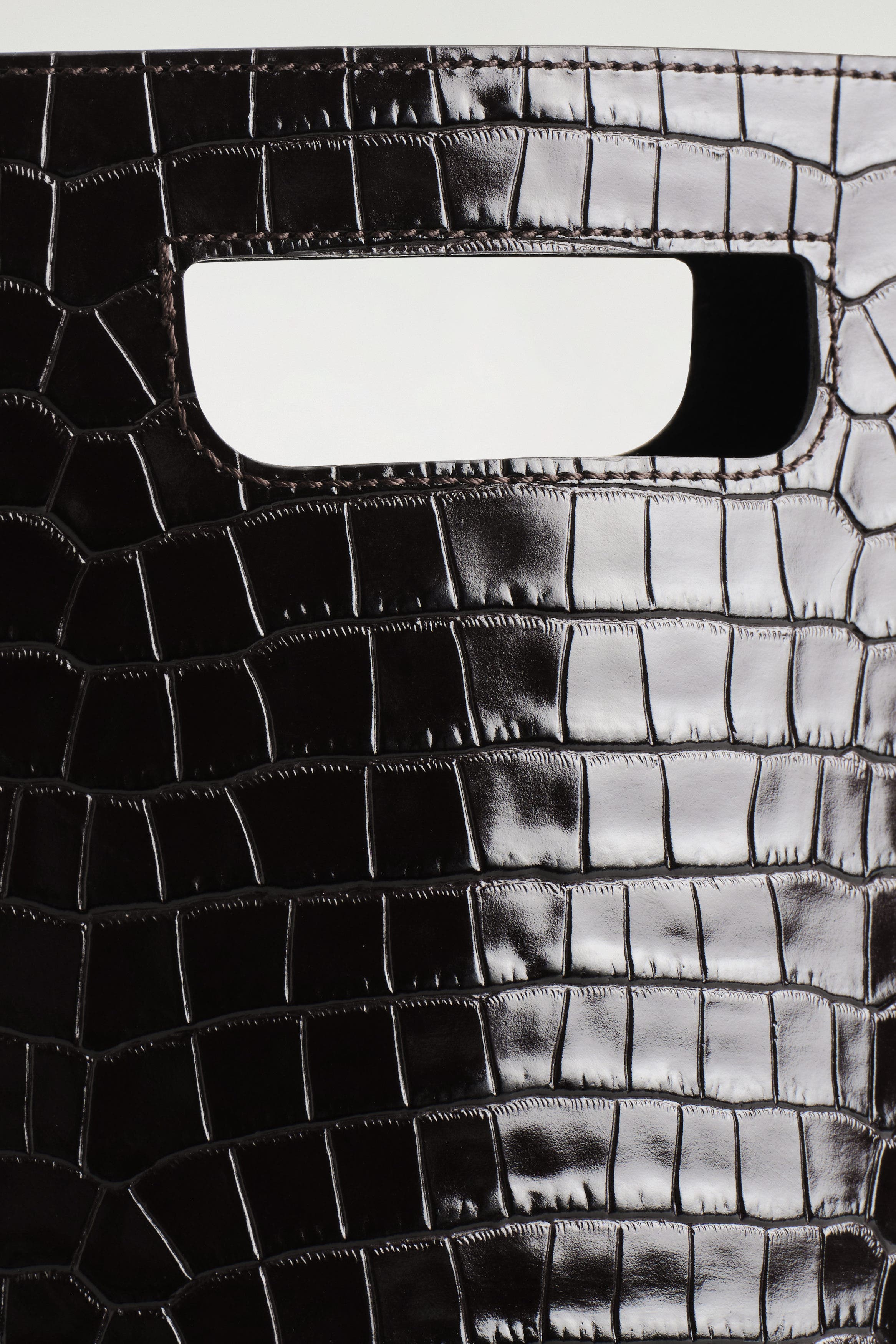 COS Folio Mini Bag - Croc-Effect Leather, Alternate, color, Brown