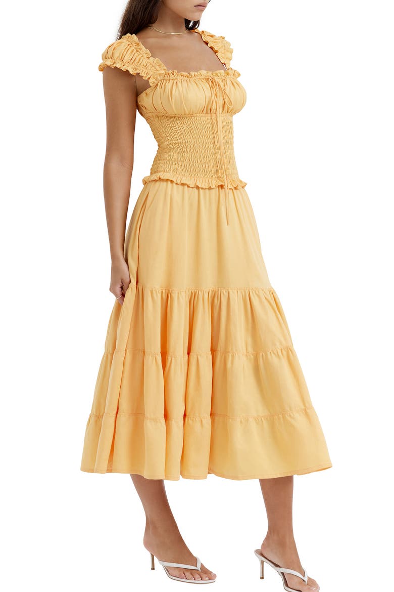Phedra Ruffle Smocked Bodice Sundress, Alternate, color, WARM APRICOT