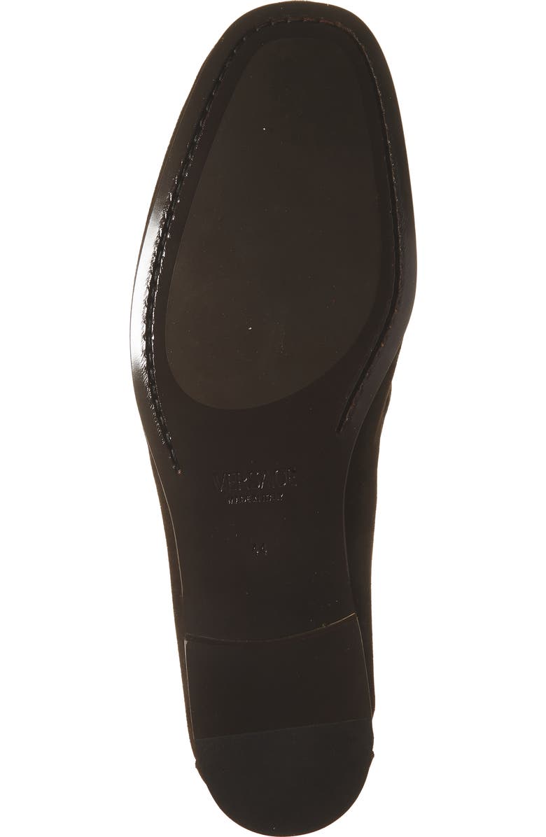 Versace Medusa Chain Suede Loafer, Alternate, color, Ebano-Versace Gold