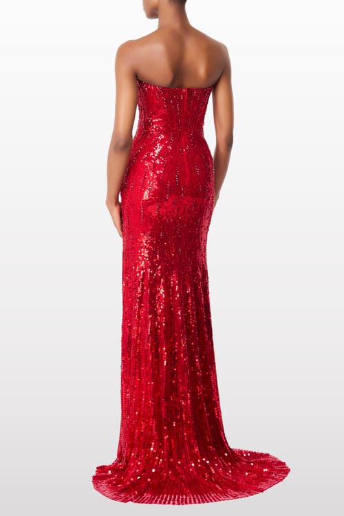 Jenny Packham Sarai Embellished Strapless Maxi Dress In Red