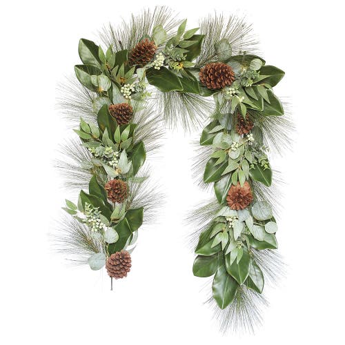 Cg Hunter 6' Magnolia, Eucalyptus, Pinecone, & Needle Pine Garland In Green