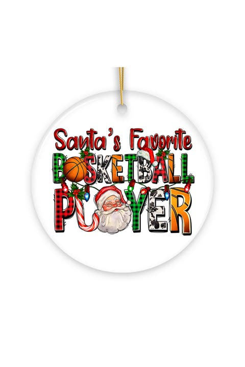 Santas Favorite Basketball Player Plaid Ornament