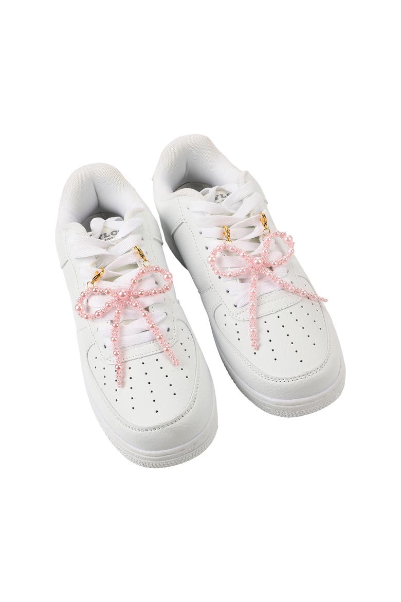 Pink Pearl Bow Shoe Charms - Multi-Sized Faux Pearl Bow Charms with Lobster Clips for Sneakers, 2.75x3.3 Inch, Alternate, color, Multicolor