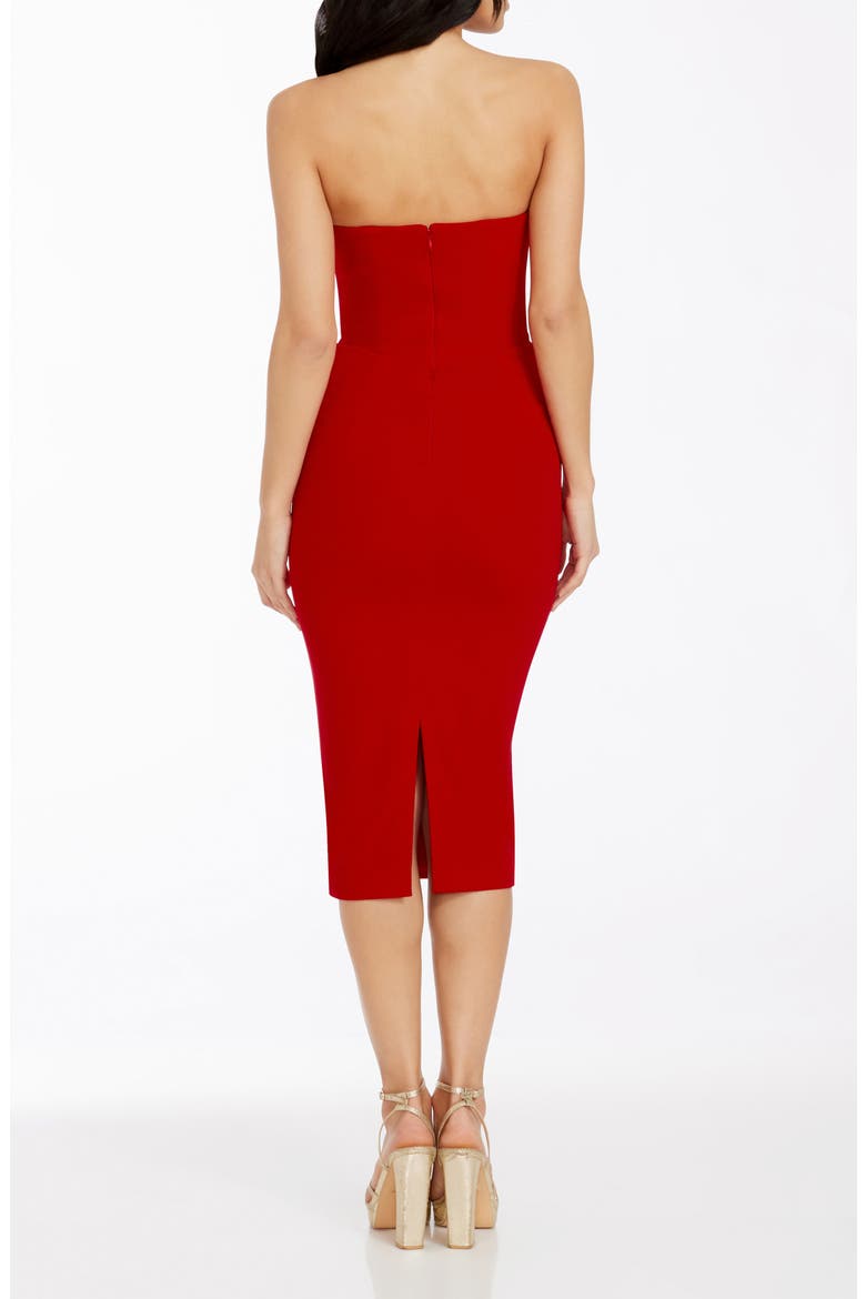 Erica Sequin Bow Strapless Cocktail Sheath Dress, Alternate, color, ROUGE-SILVER
