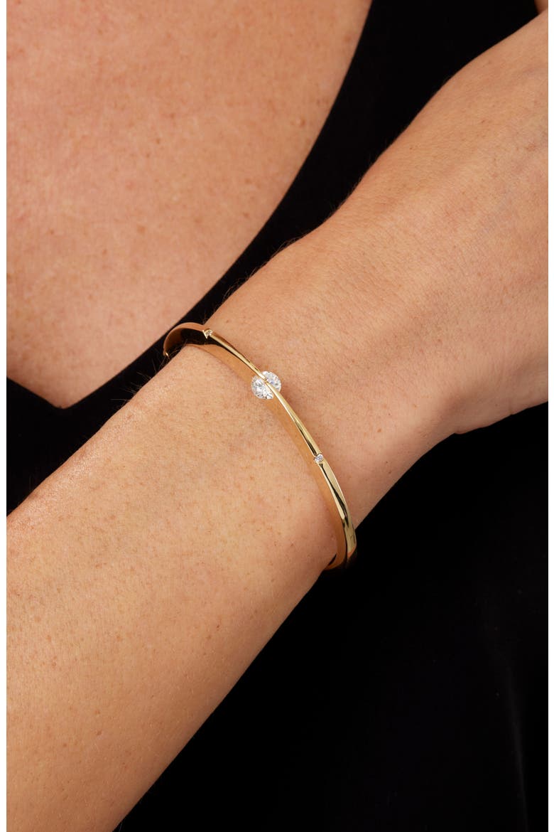 Cubic Zirconia Cuff Bangle, Alternate, color, YELLOW