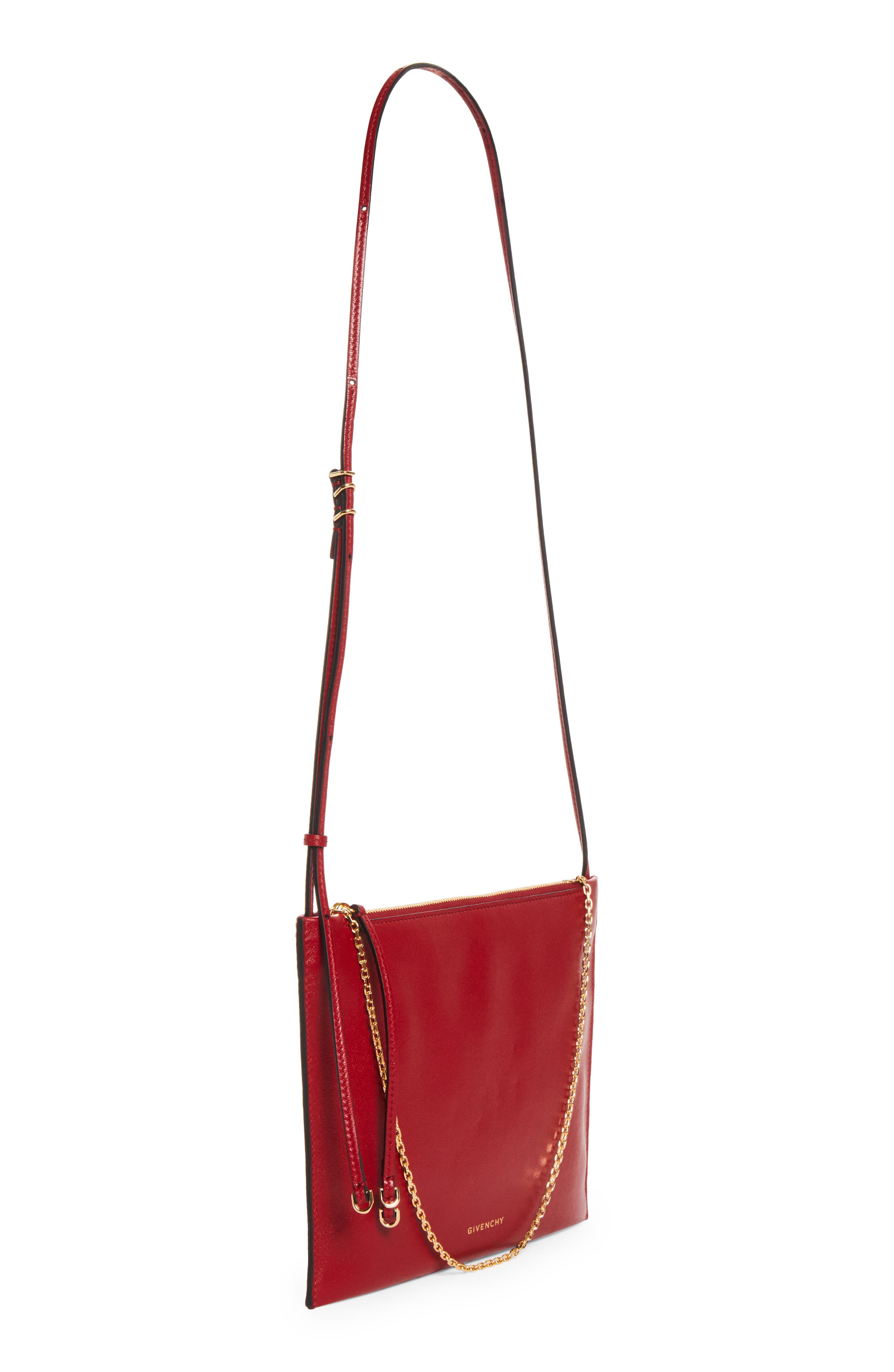 Voyou Pochette Leather Shoulder Bag, Alternate, color, DARK RED