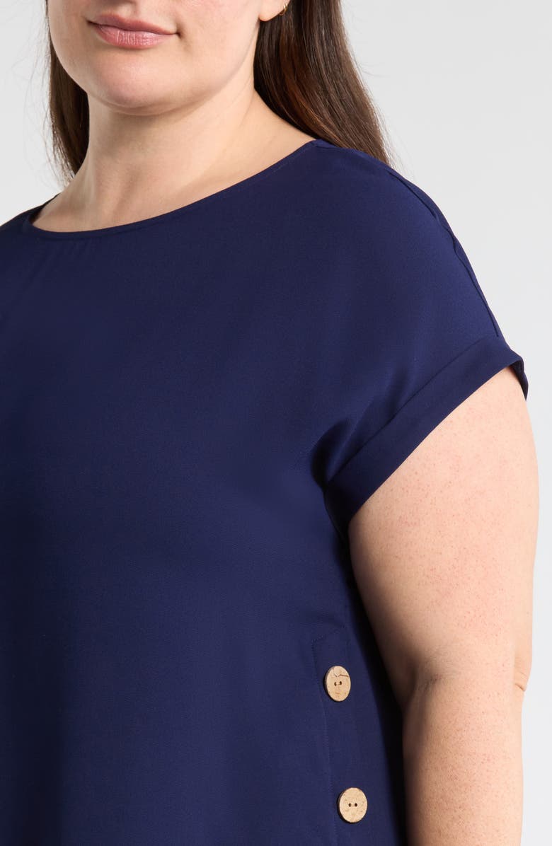 Jones New York Button Detail Top, Alternate, color, Pacific Navy