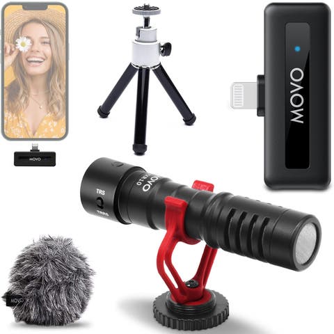 VXR10 Shotgun Mic with WM-VXR10 Wireless Microphone Adapter and Tripod - for Lightning Compatible iPhones, iPads