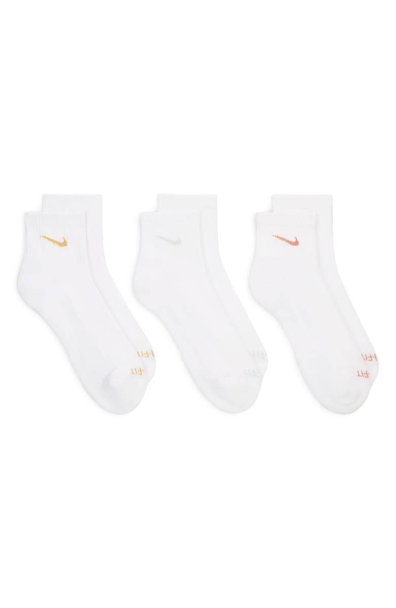 Nike 3-Pack Dri-FIT Everyday Ankle Socks, Alternate, color, Multi-Color/Ivory