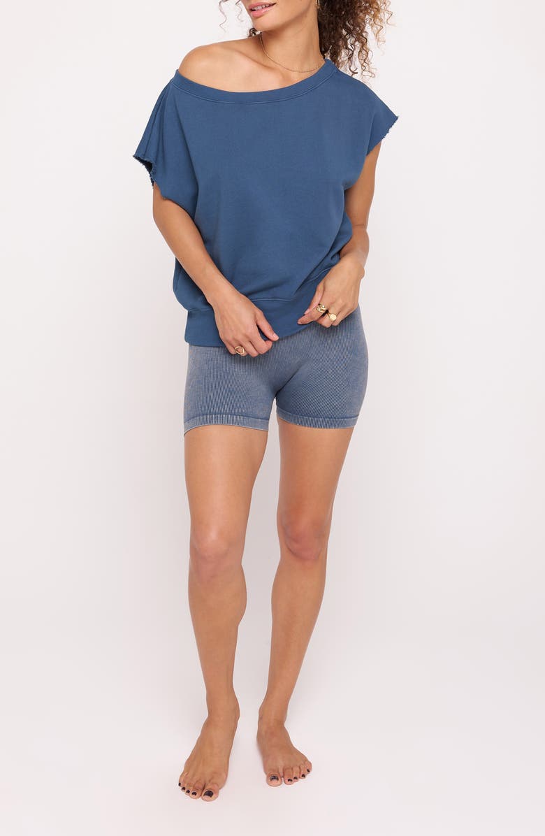 Spiritual Gangster La Vida Short Sleeve Cotton Blend Pullover, Alternate, color, Orion Blue