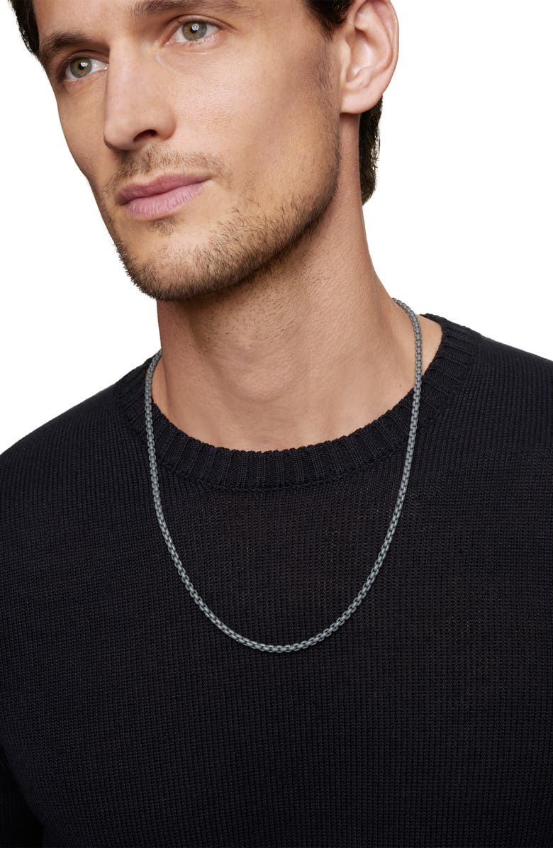 David Yurman Men's Box Chain Necklace in Sterling Silver with Grey Stainless Steel, 4mm, Alternate, color, 