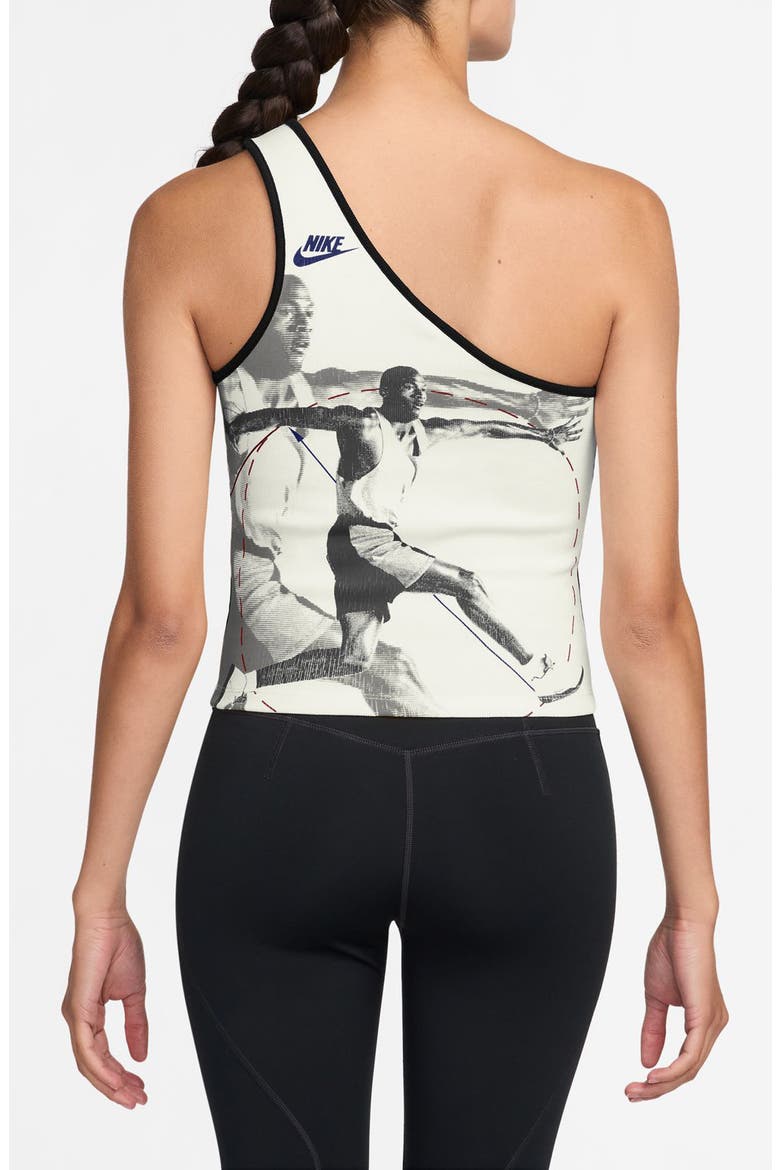 Flight Graphic Print One Shoulder Tank, Alternate, color, SAIL