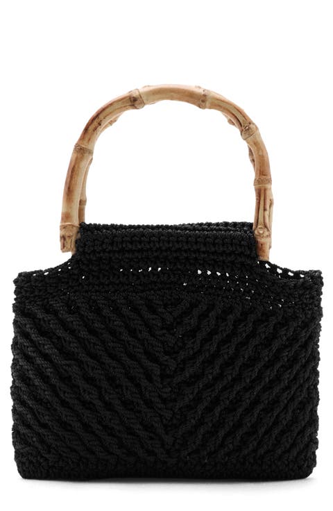 Braided Bamboo Handle Handbag