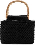MANGO Braided Bamboo Handle Handbag