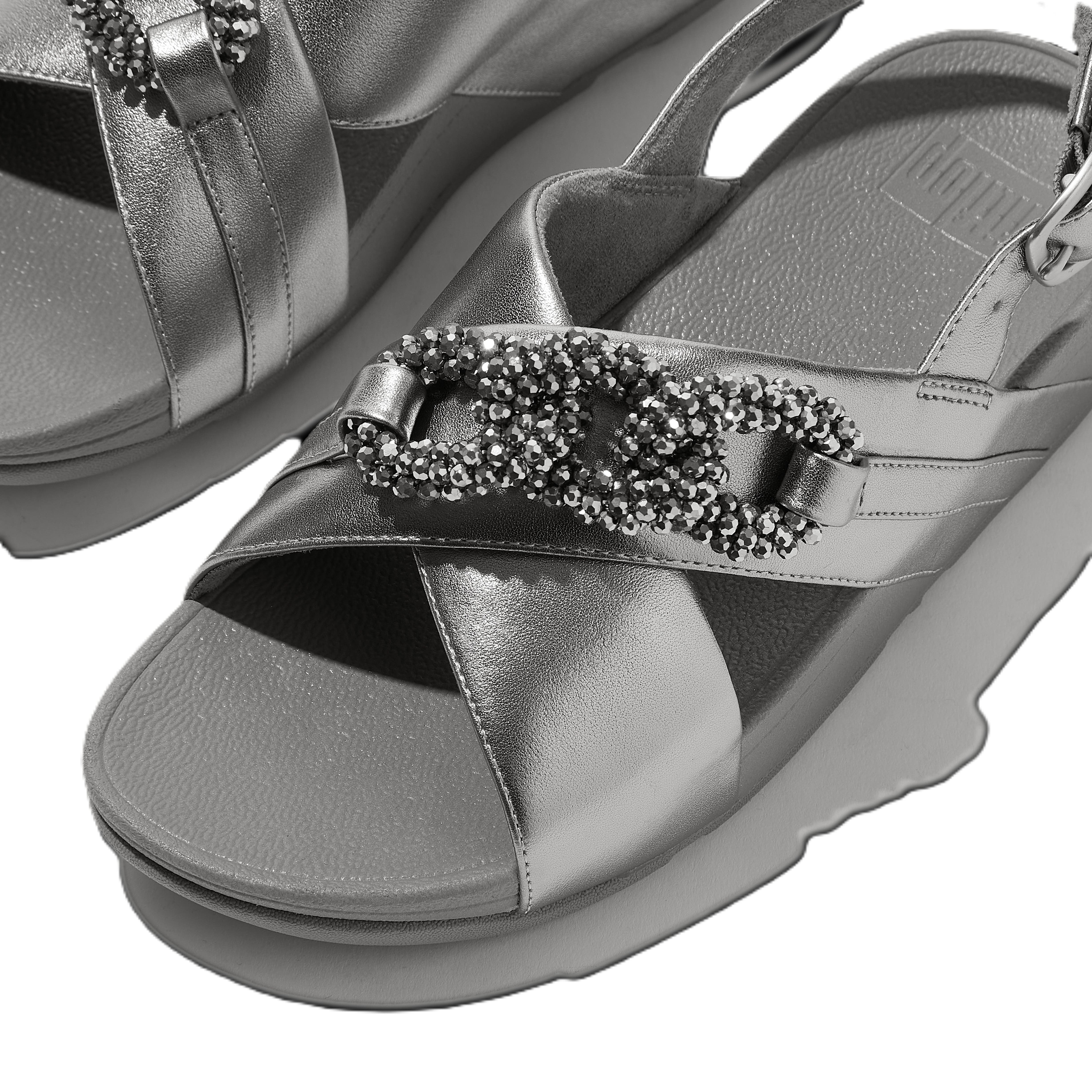 Lulu Beaded Chain Back Strap Sandals, Alternate, color, Silvereen