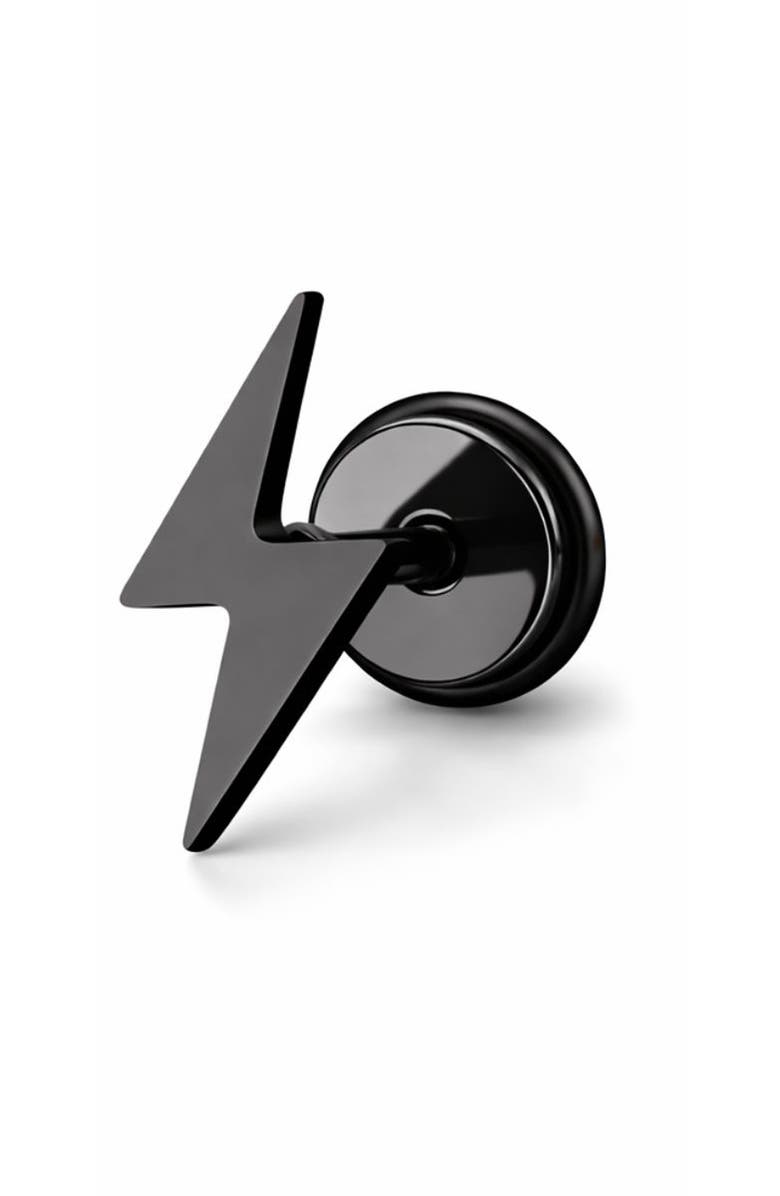 REBL Stainless Steel Lightning Bolt Screwback Stud Earrings, Alternate, color, 
