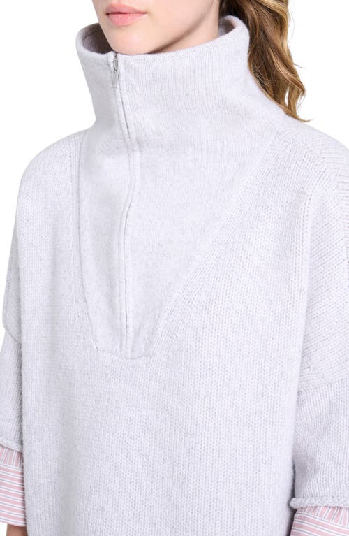 Twp In The Morning Half Zip Cashmere Sweater In Gray