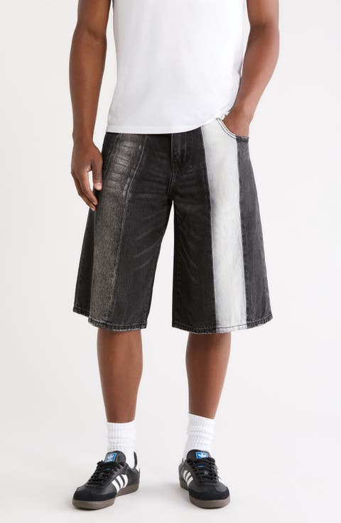 Panel Denim Shorts