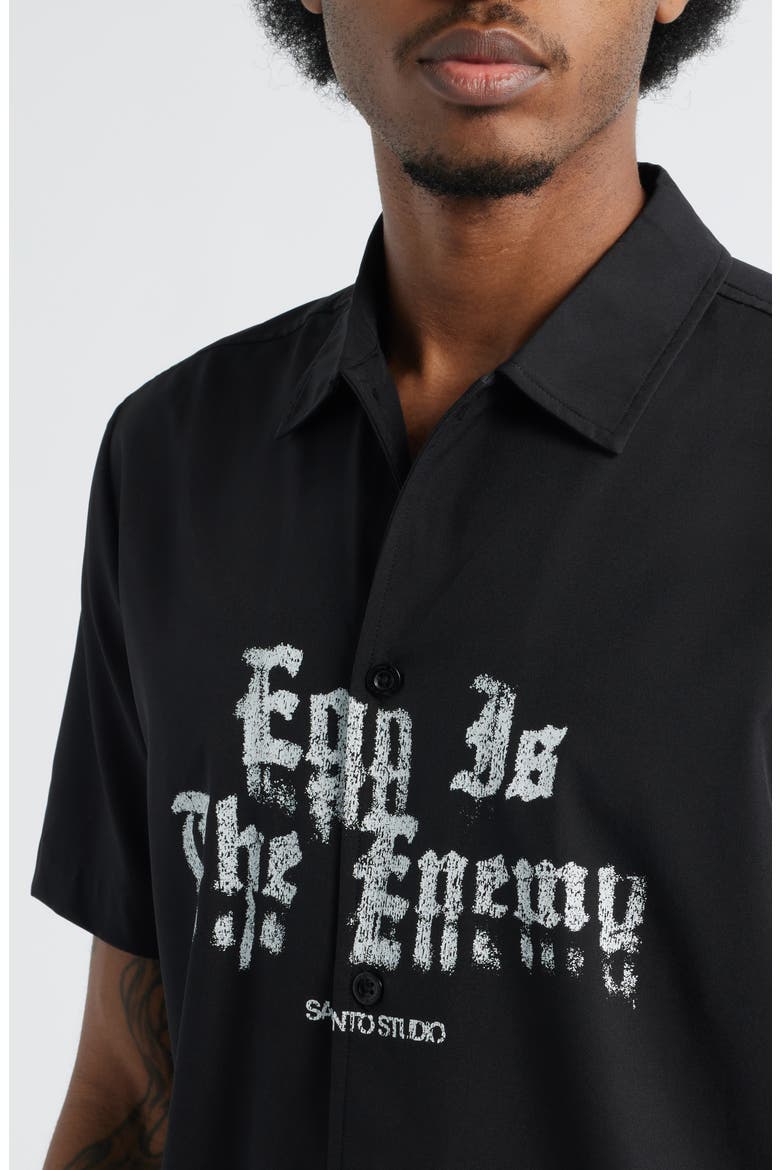 Diego Lopes Edition - Ego is the Enemy Button-Up Shirt, Alternate, color, BLACK