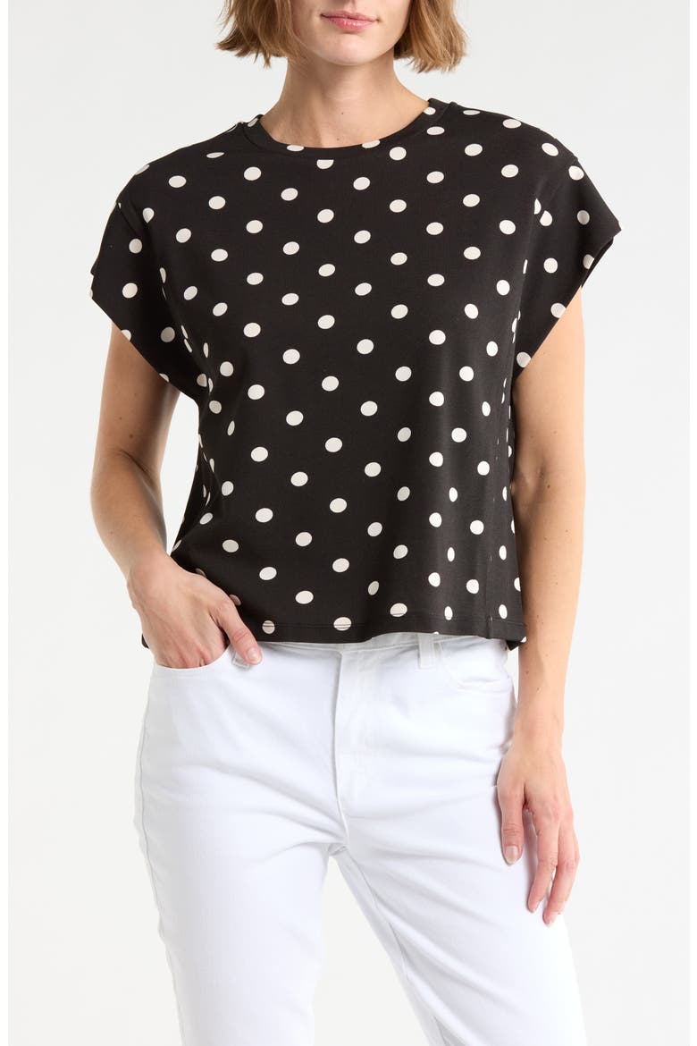 Stripe Cap Sleeve Top, Main, color, BLACK