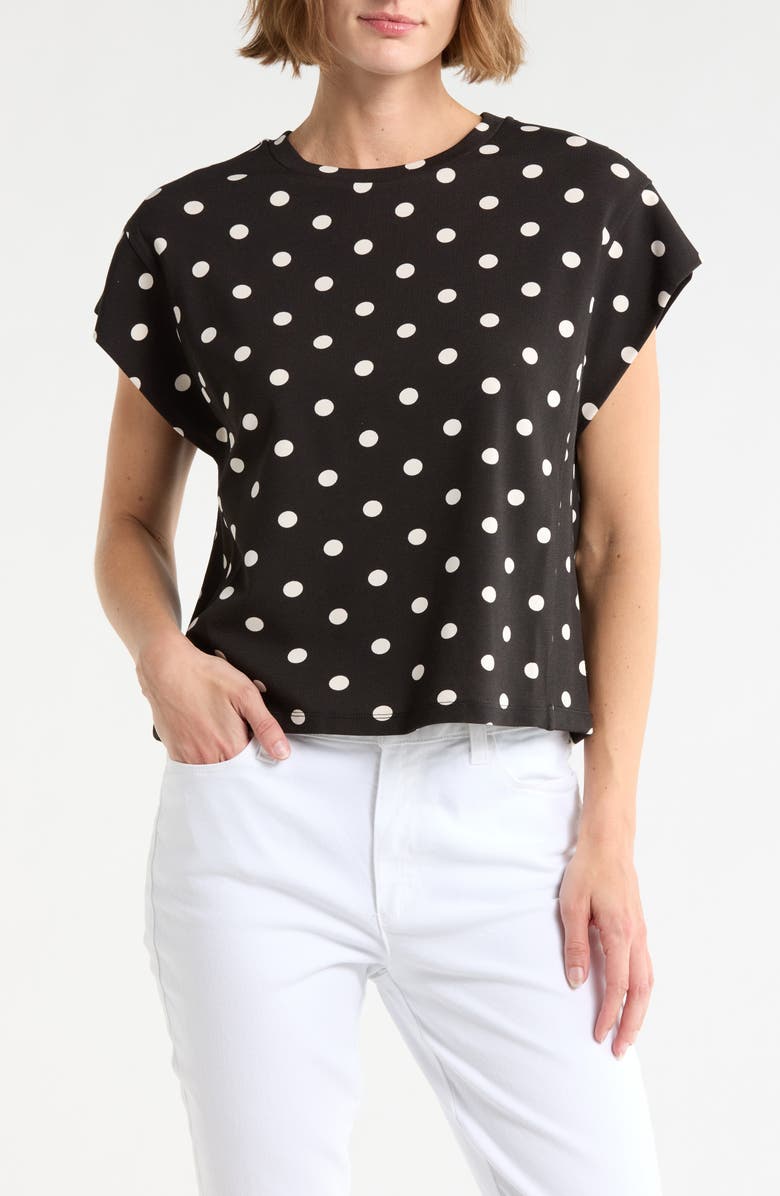 DR2 by Daniel Rainn Stripe Cap Sleeve Top, Main, color, Black