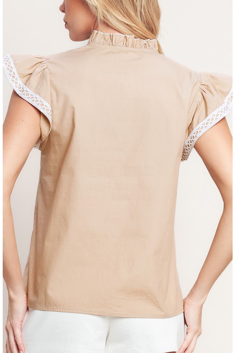 Flutter Sleeve Woven Top, Alternate, color, TAUPE