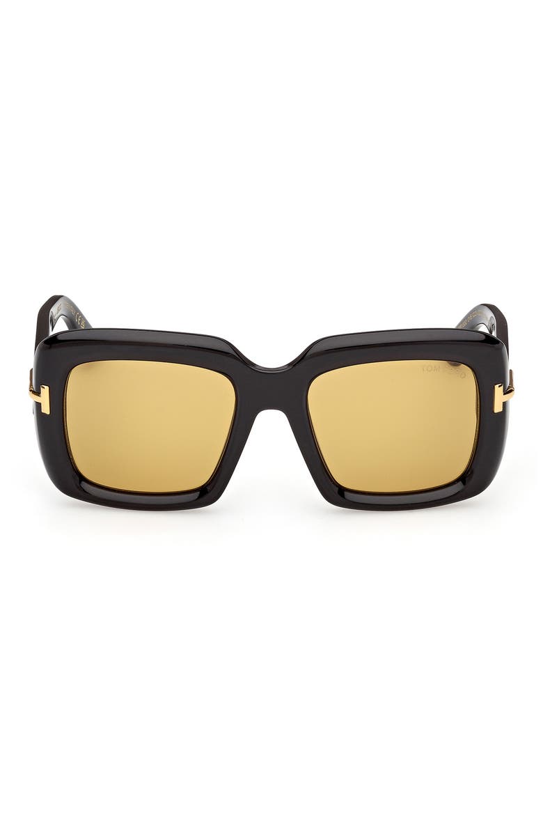 53mm Square Sunglasses, Main, color, BLACK / BAGUETTE / VICUNA LENS