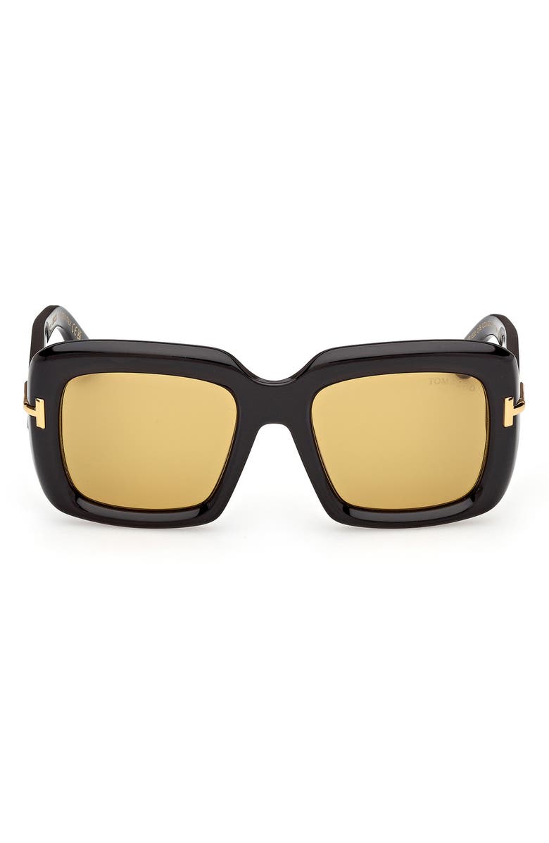 TOM FORD 53mm Square Sunglasses, Main, color, Black / Baguette / Vicuna Lens