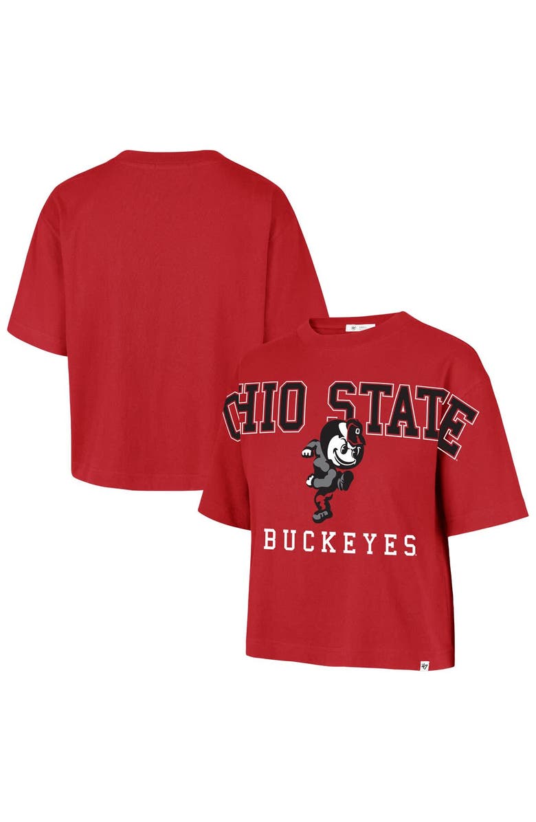 '47 Women's '47 Scarlet Ohio State Buckeyes Outreach City Relaxed Cropped T-Shirt, Main, color, 