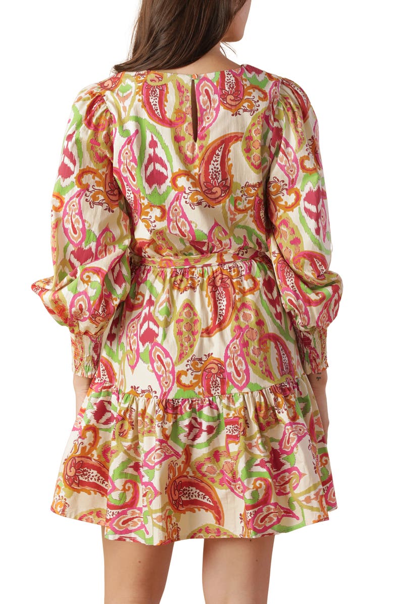 FLYING TOMATO Long Sleeve Fit & Flare Minidress, Alternate, color, Ivory