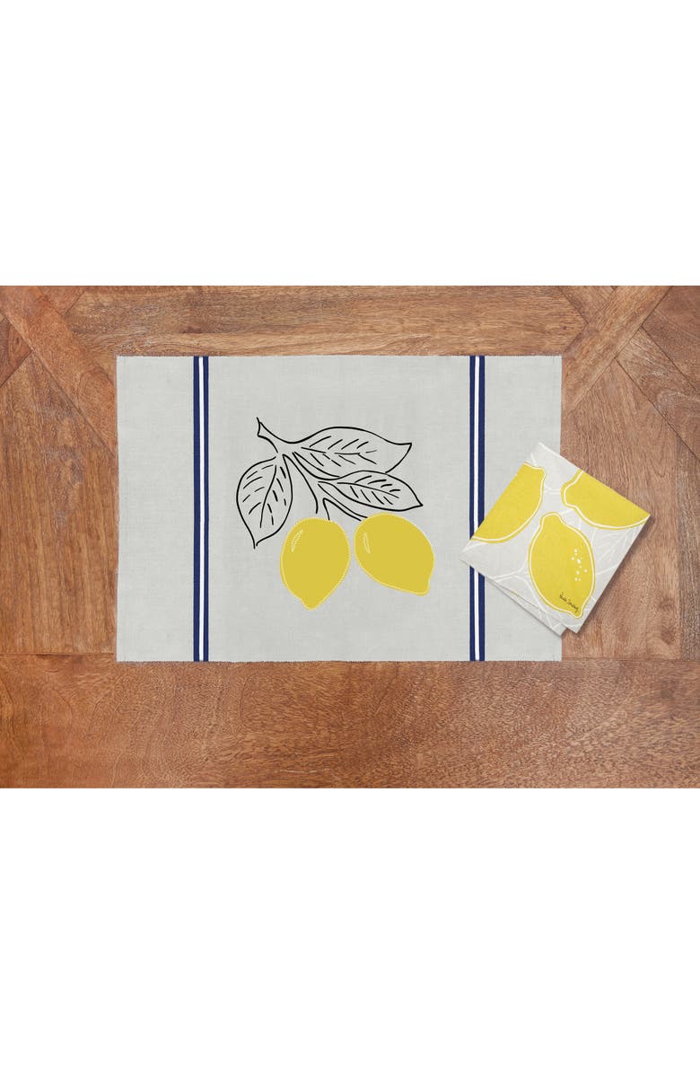 C&F Home Lemon Stripe Placemats Set of 6 Yellow Elegant Painting, 14" x 20", Main, color, Yellow
