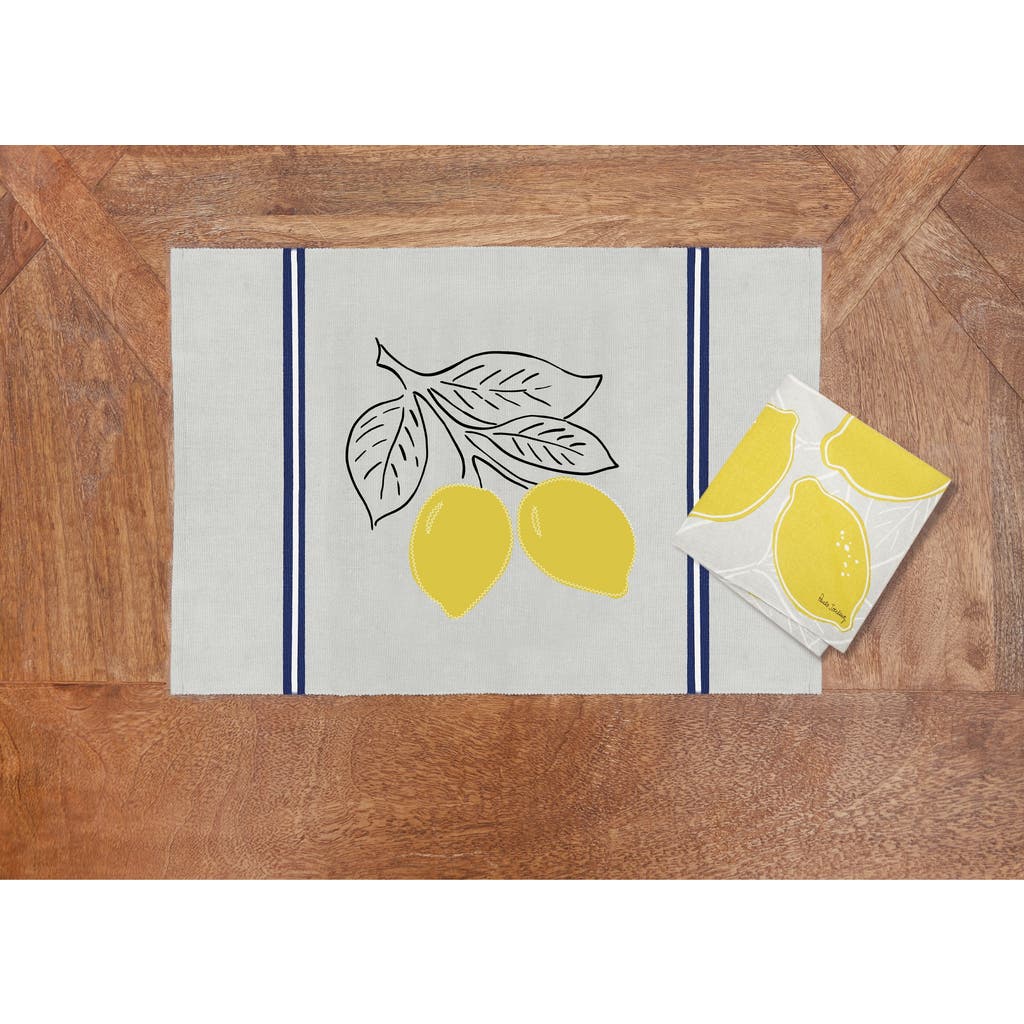 C & F Home C&f Home Lemon Stripe Placemats Set Of 6 Yellow Elegant Painting, 14" X 20" In Multi
