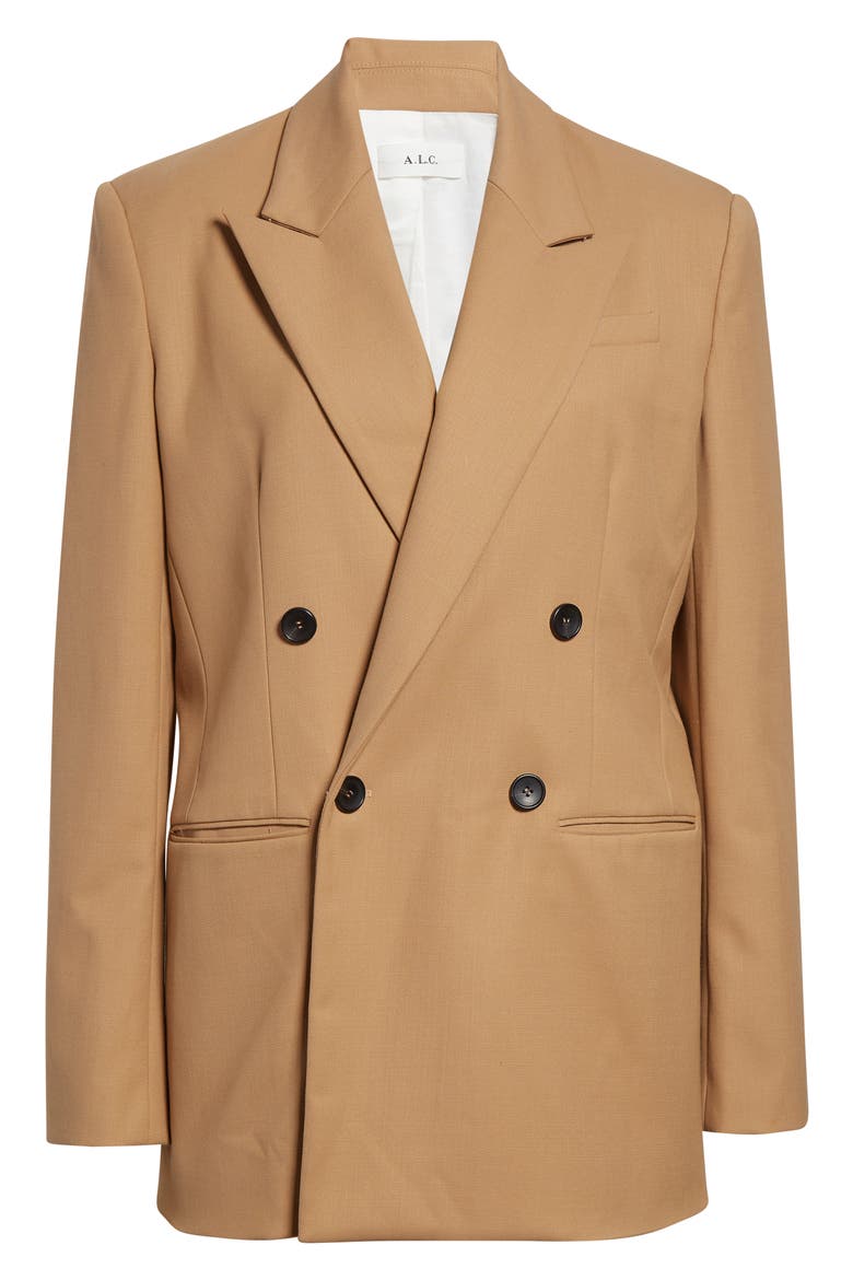 Calla Double Breasted Wool Blend Blazer, Alternate, color, DESERT BEIGE