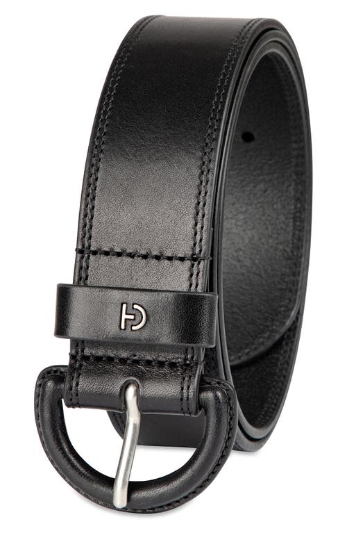 Cole Haan Covered Buckle Leather Belt In Black
