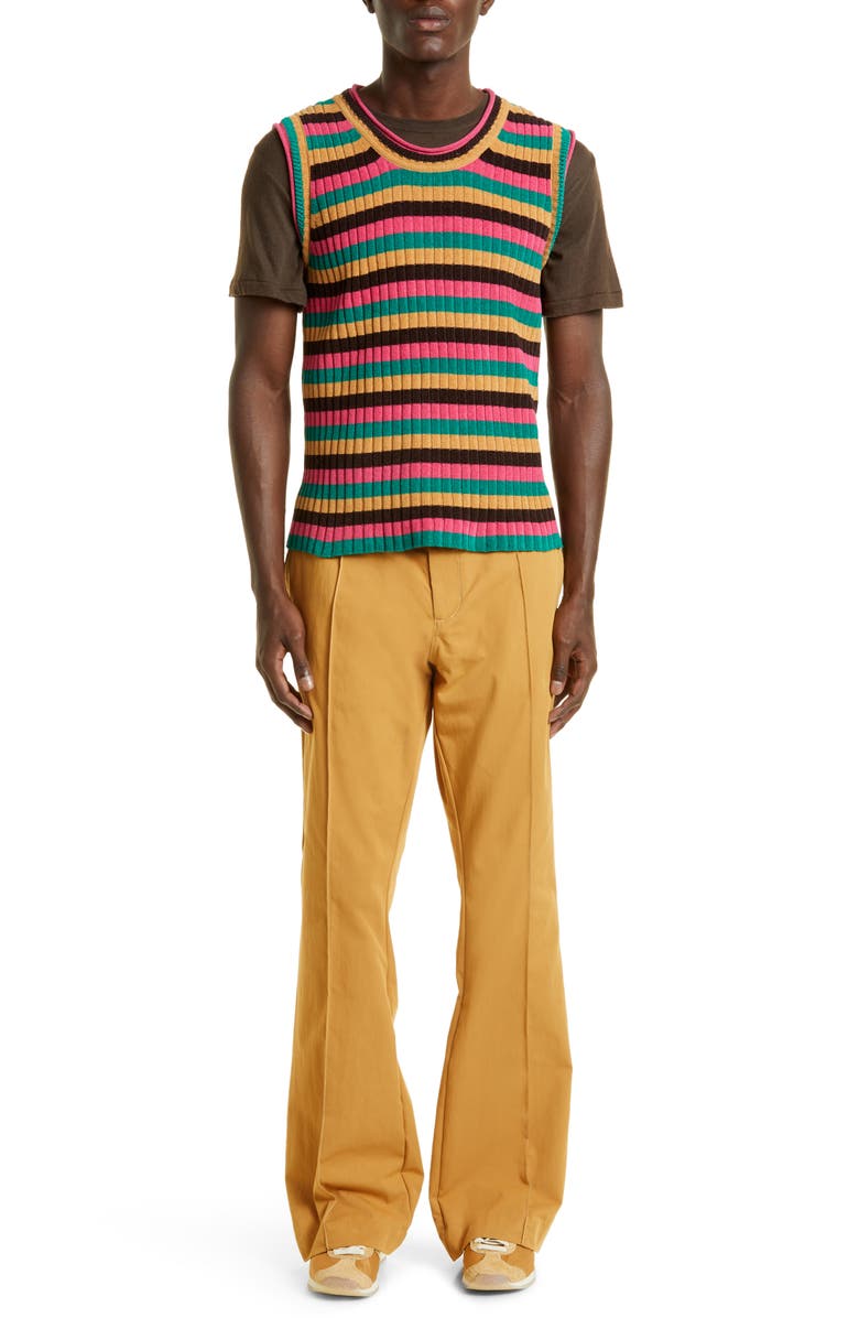 Wales Bonner Men's Swing Stripe Rib Cotton Sweater Vest, Alternate, color, 