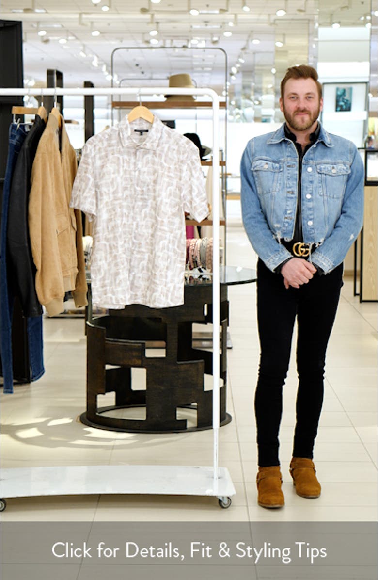 Steinway Short Sleeve Cotton & Linen Button-Up Shirt, sales video thumbnail