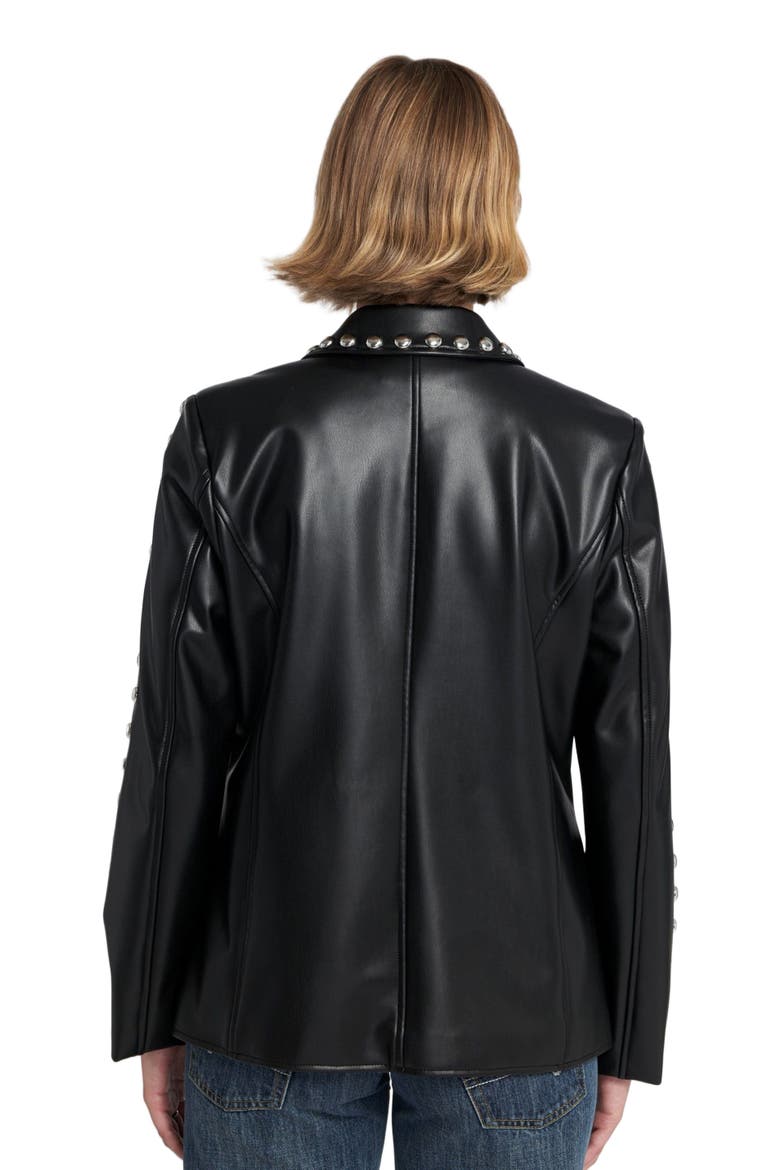 Studded Faux Leather Blazer, Alternate, color, Black