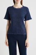KOBI HALPERIN Kate Fringe Short Sleeve Sweater