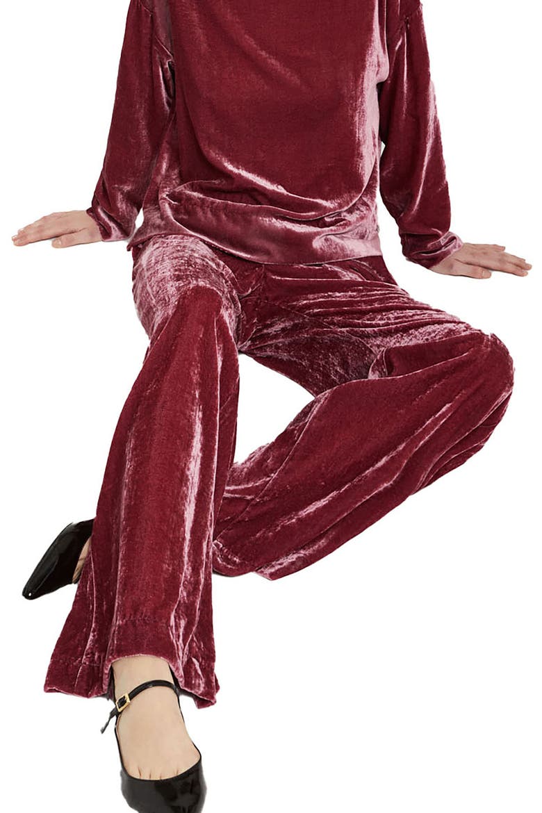 Velvet Palazzo Trousers, Alternate, color, Pink