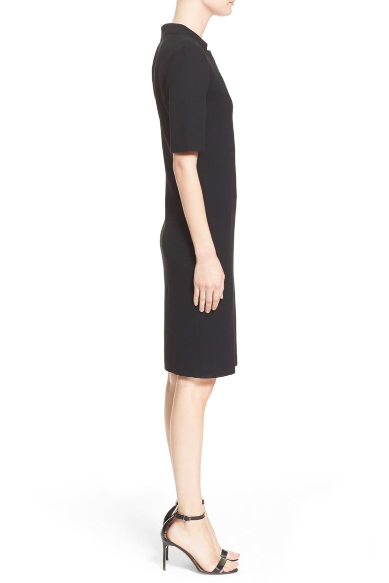 Elbow Sleeve Piqué Milano Knit Dress, Alternate, color, CAVIAR