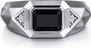 Gabriel & Co. Men's Facets Sterling Silver Onyx Ring