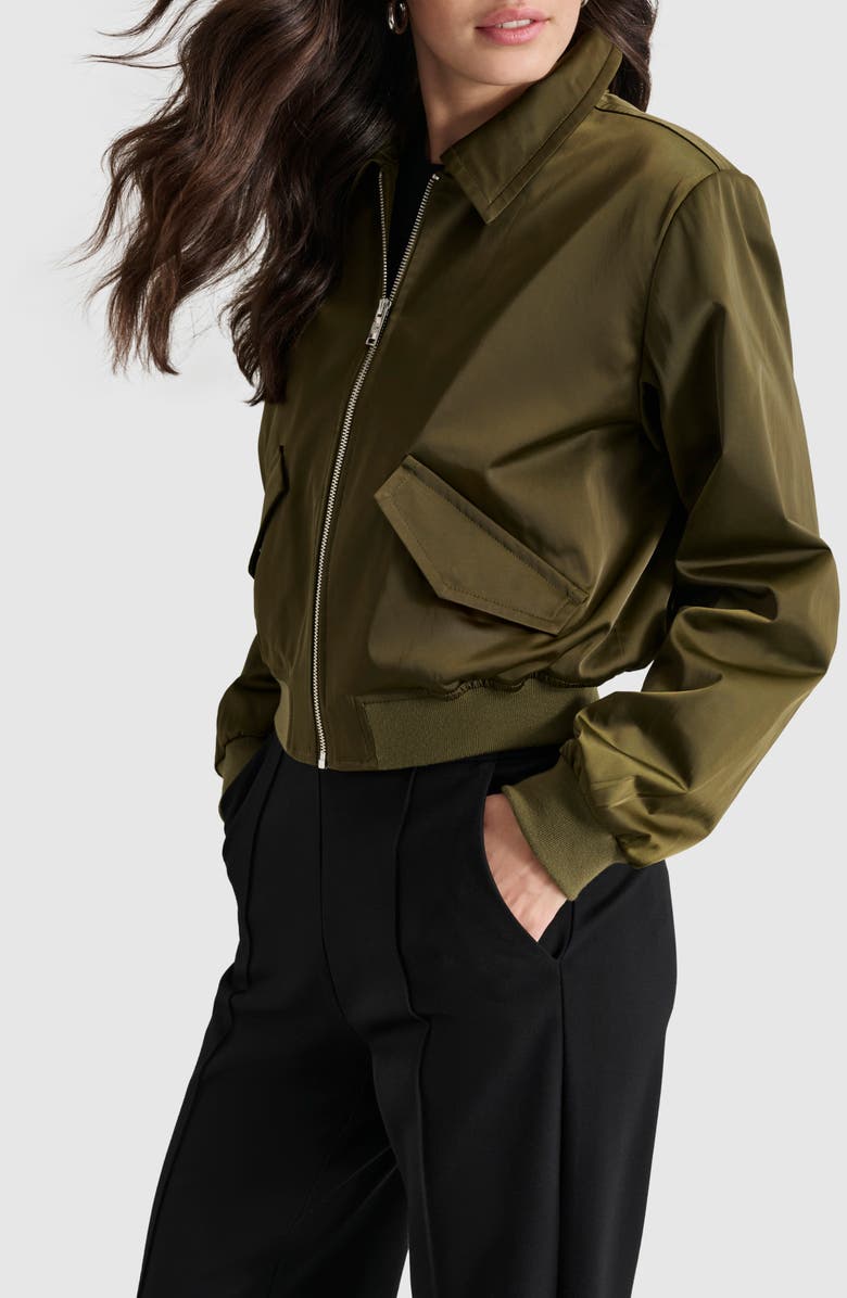 DKNY Crop Bomber Jacket, Alternate, color, 