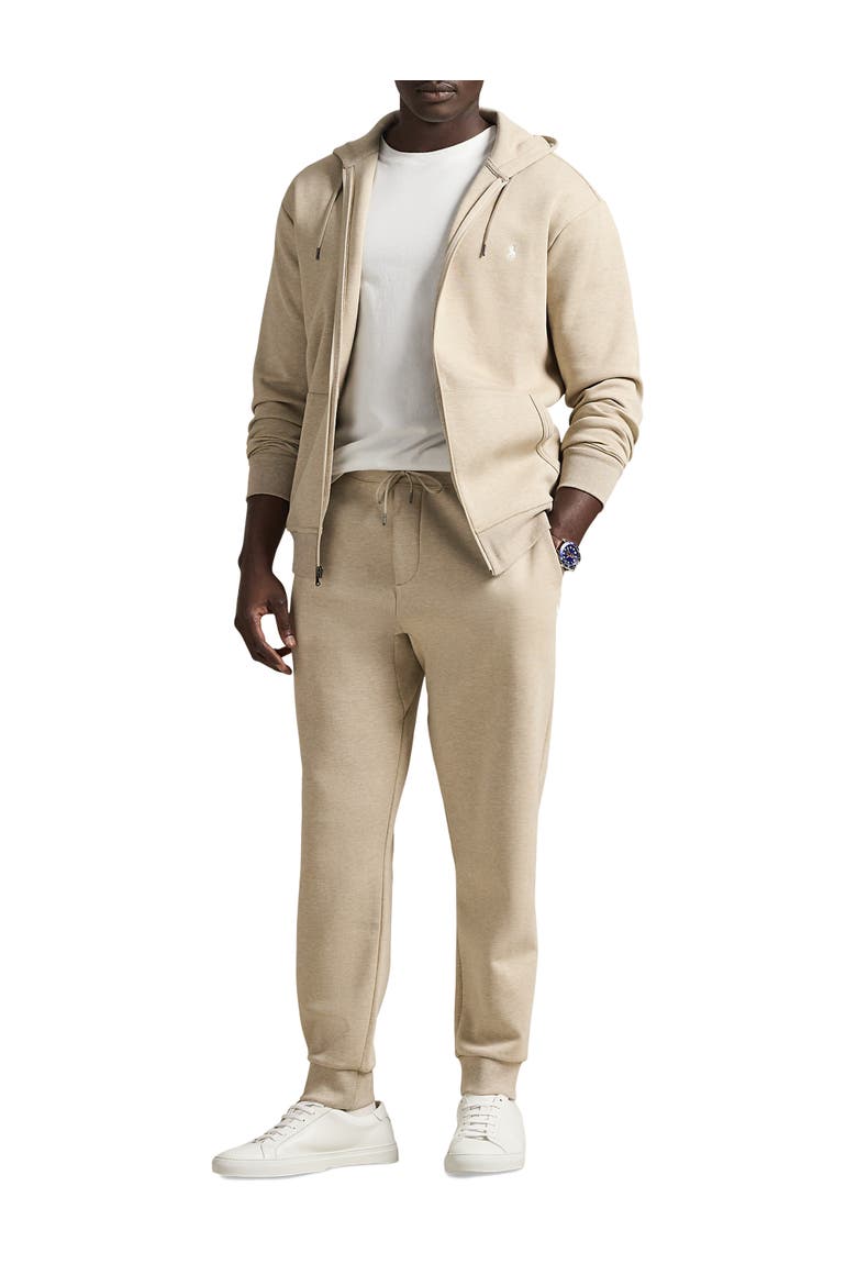 Big & Tall Double-Knit Full-Zip Hoodie, Alternate, color, TUSCAN BEIGE HEATHER