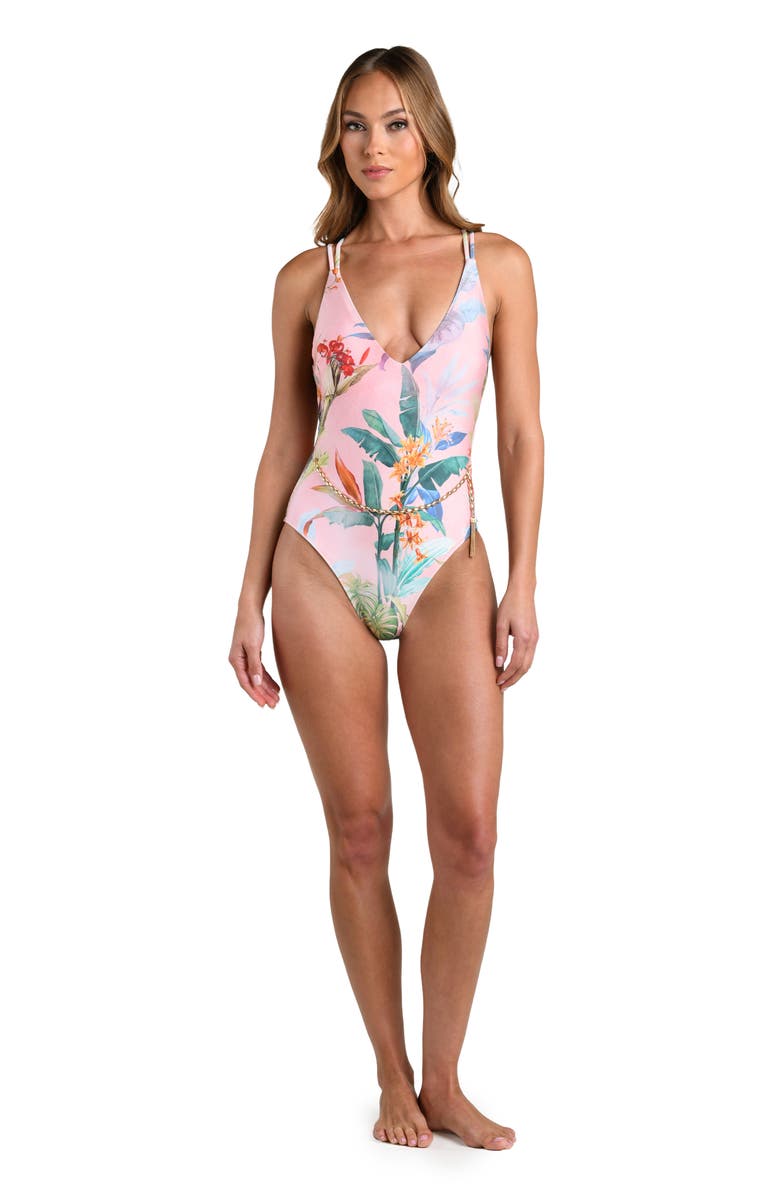 L'AGENCE Colorful Palm Breana One-Piece Swimsuit, Alternate, color, Pink Multi